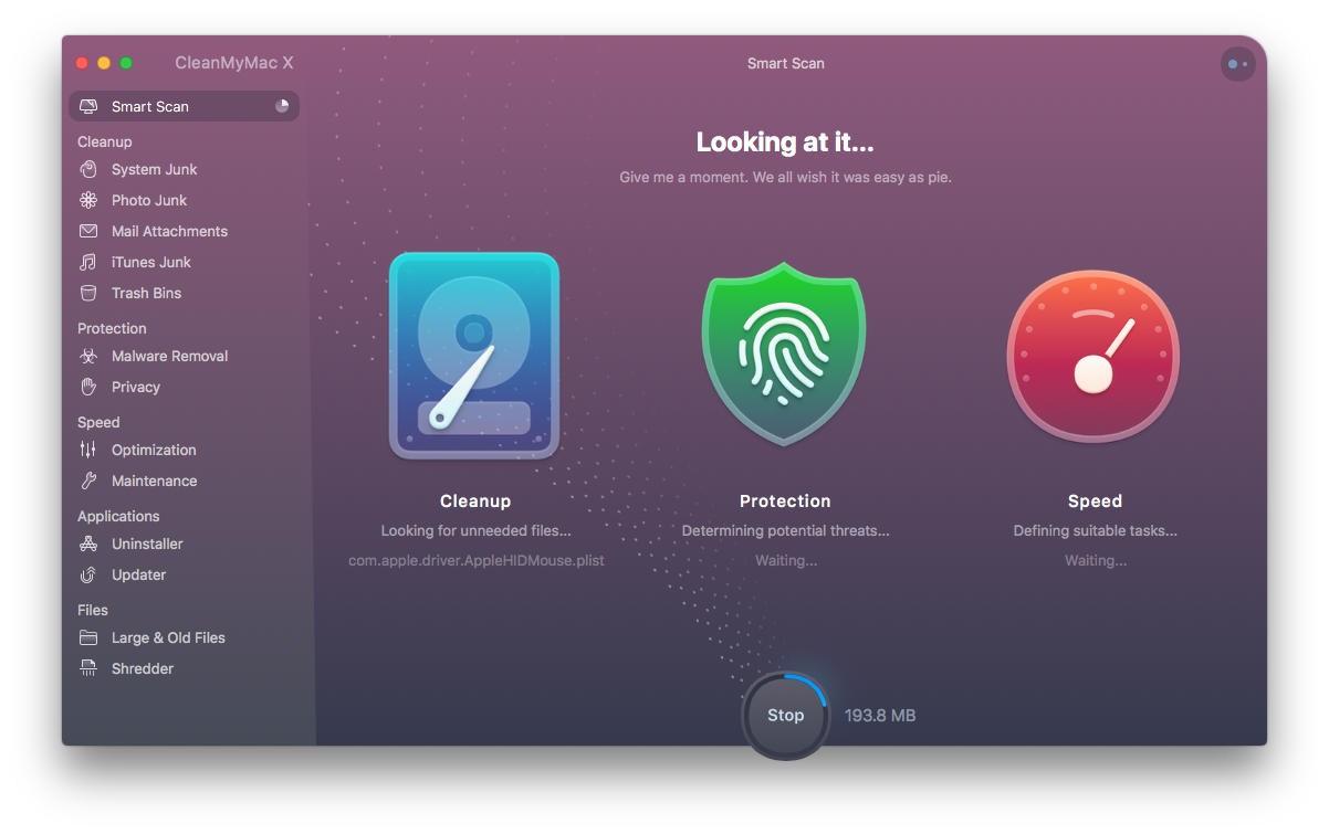 CleanMyMac X scanning scr