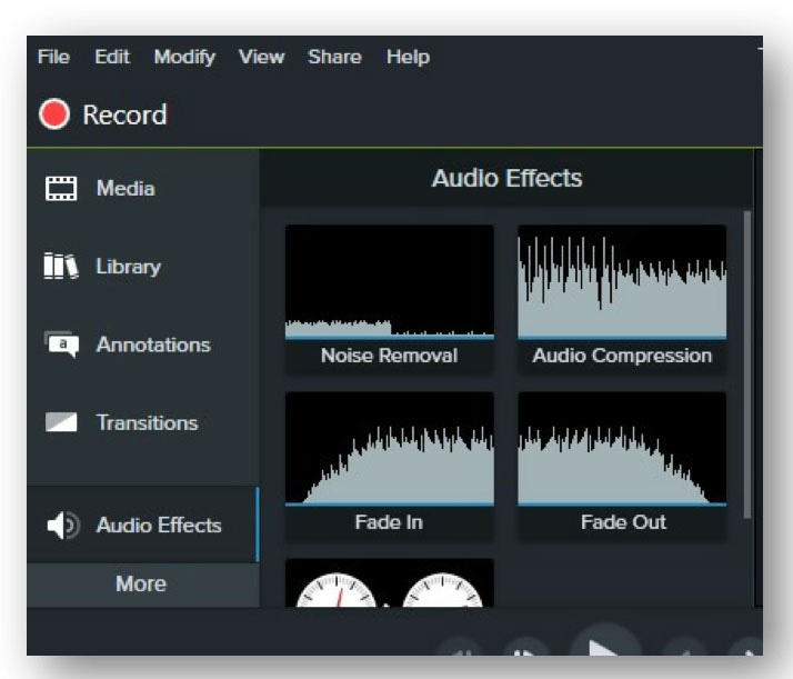 camtasia review - add audio effects