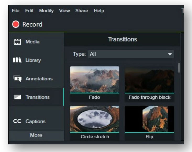 camtasia review - transitions