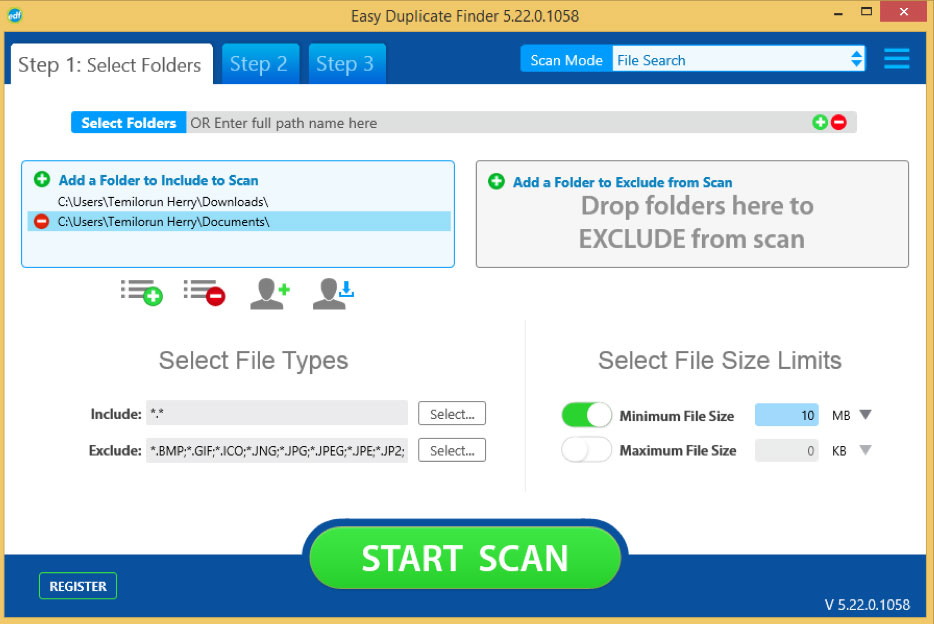 Easy Duplicate Finder scan folder