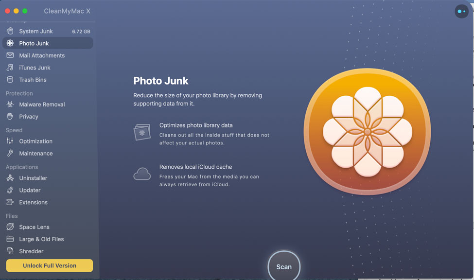 CleanMyMac X photo Junk cleaning