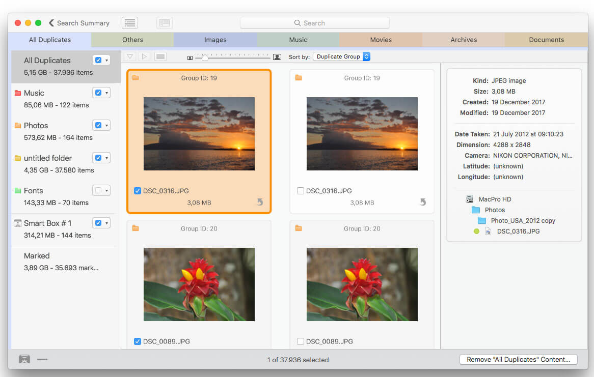 Tidy Up duplicate file finder for Mac
