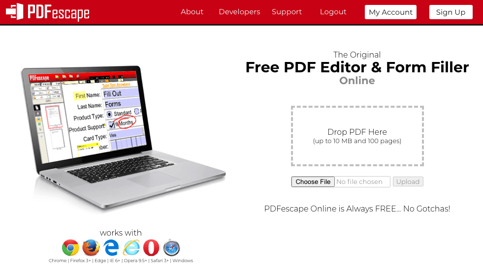 free online PDF editor - PDFescape add file