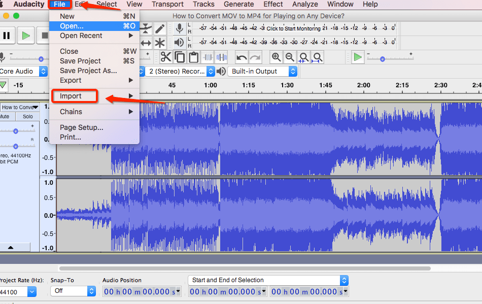 using Audacity to extrac audio from video for free